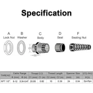 LeMotech 5 piezas NPT 12 pulgadas IP68 impermeable para_6
