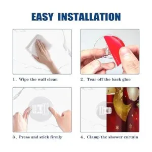 Paquete de 4 clips para cortina de ducha protector contra_5