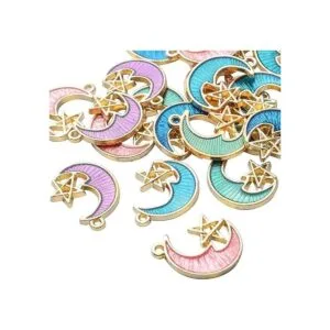 24pcs esmalte Luna Star Charms Celestial Charms Colgantes_4