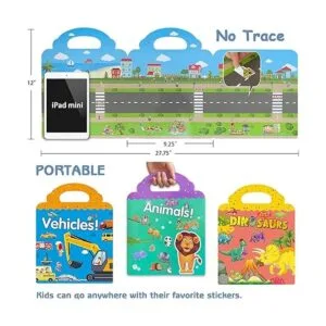 Juego de 3 libros de calcomanías reutilizables para niños_2