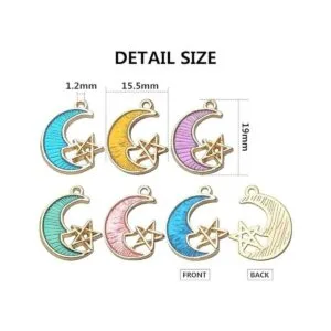 24pcs esmalte Luna Star Charms Celestial Charms Colgantes_3