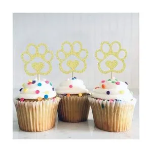 Decoración para cupcakes con estampado de patas de perro_4