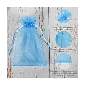 WenTao 100 bolsas de organza con cordón transparente de_4
