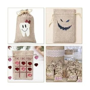 Homum 25 bolsas de regalo de arpillera premium con cordón_6