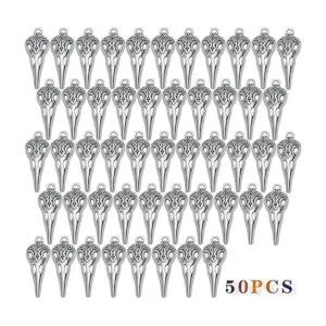 50 dijes de cabeza de pájaro de calavera de plata antigua_2