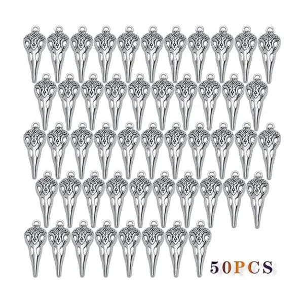 50 dijes de cabeza de pájaro de calavera de plata antigua_2