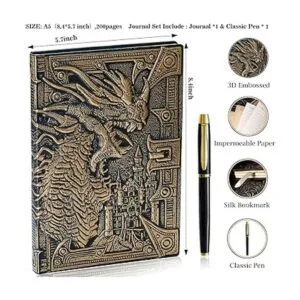 Cuaderno de escritura en relieve de dragón 3D con juego de_5