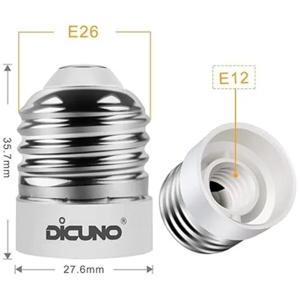 DiCUNO Adaptador de enchufe E26 a E12 convertidor_2