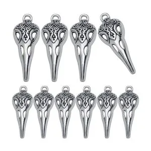 50 dijes de cabeza de pájaro de calavera de plata antigua_1
