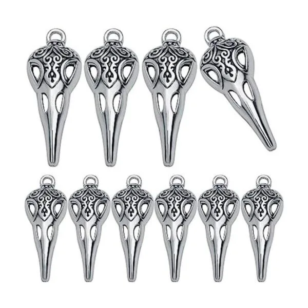 50 dijes de cabeza de pájaro de calavera de plata antigua_1