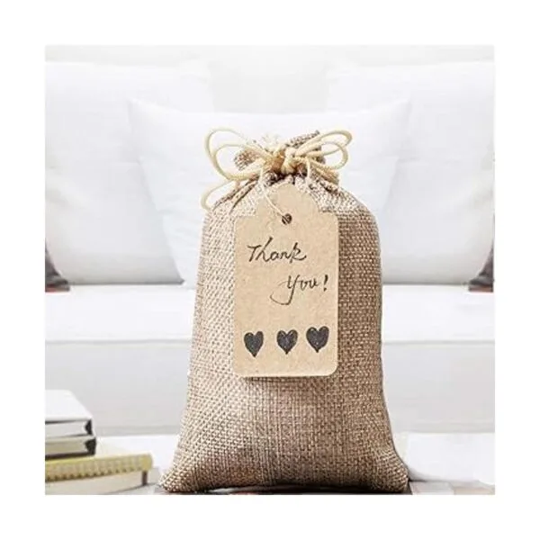 Homum 25 bolsas de regalo de arpillera premium con cordón_4