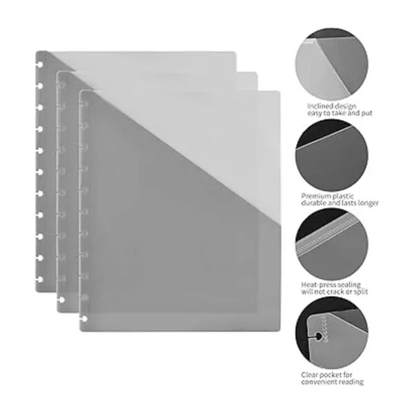 Libreta discbound gris con disco de doble bolsillo_2