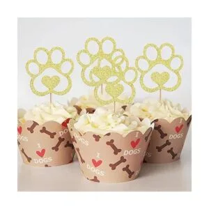 Decoración para cupcakes con estampado de patas de perro_6