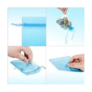 WenTao 100 bolsas de organza con cordón transparente de_5