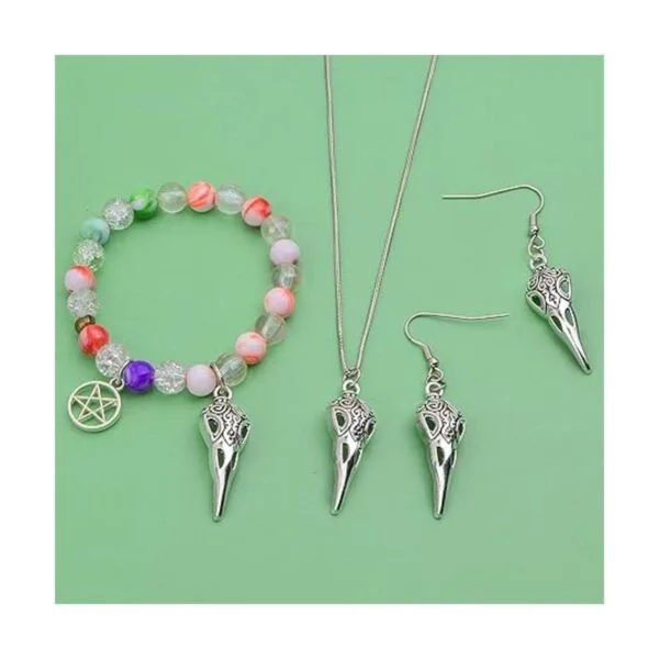 50 dijes de cabeza de pájaro de calavera de plata antigua_5