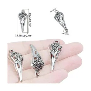 50 dijes de cabeza de pájaro de calavera de plata antigua_3