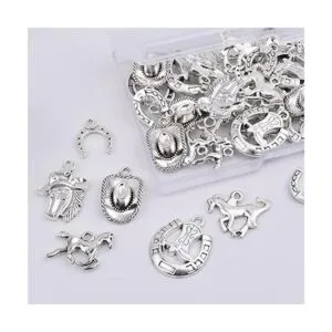 42 colgantes de plata envejecida diseño de vaquero_4