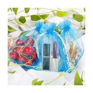 WenTao 100 bolsas de organza con cordón transparente de_3