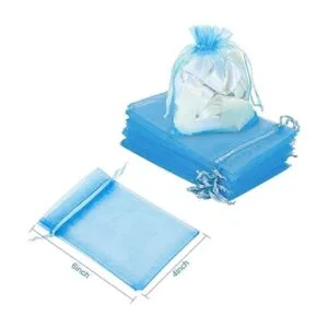 WenTao 100 bolsas de organza con cordón transparente de_2