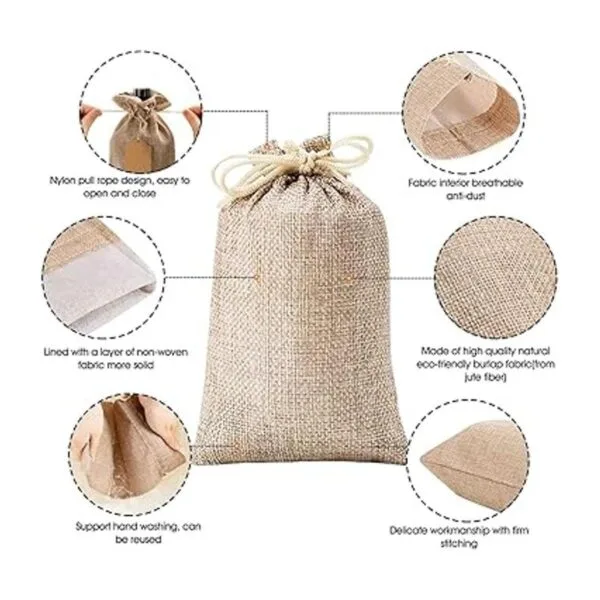 Homum 25 bolsas de regalo de arpillera premium con cordón_3