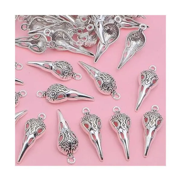 50 dijes de cabeza de pájaro de calavera de plata antigua_4