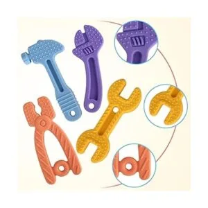 Fu Store Paquete de 4 juguetes de dentición de silicona_2