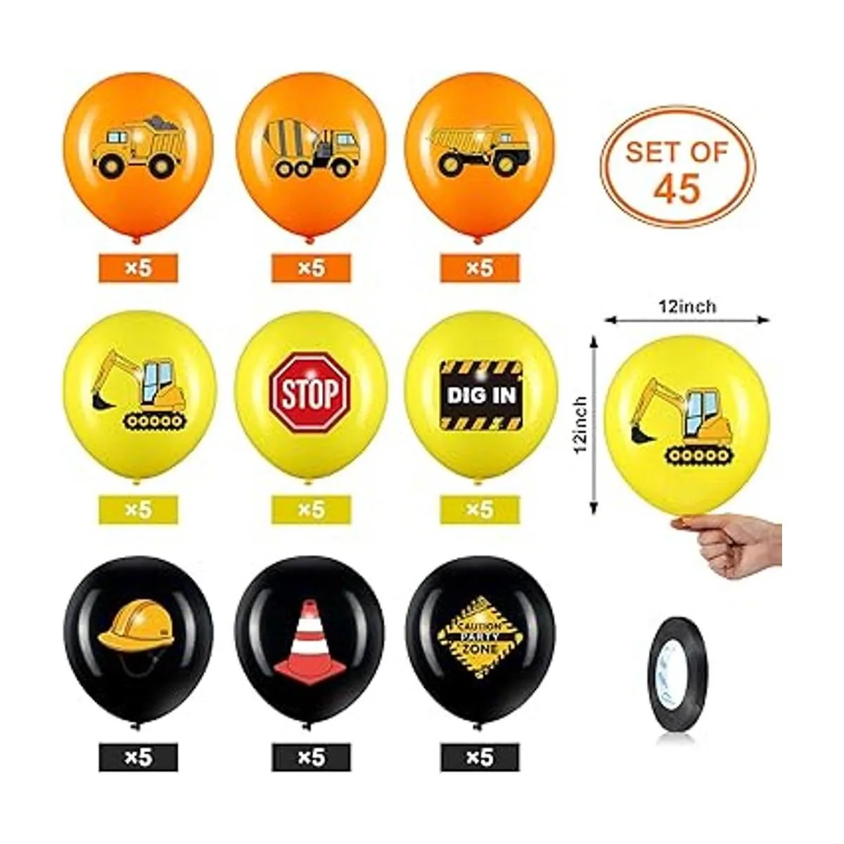 45 globos de construcción construcción de 12 pulgadas_2