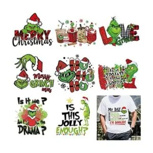 9 calcomanías de Navidad para planchar con diseño de_1