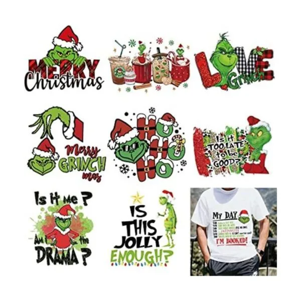 9 calcomanías de Navidad para planchar con diseño de_1