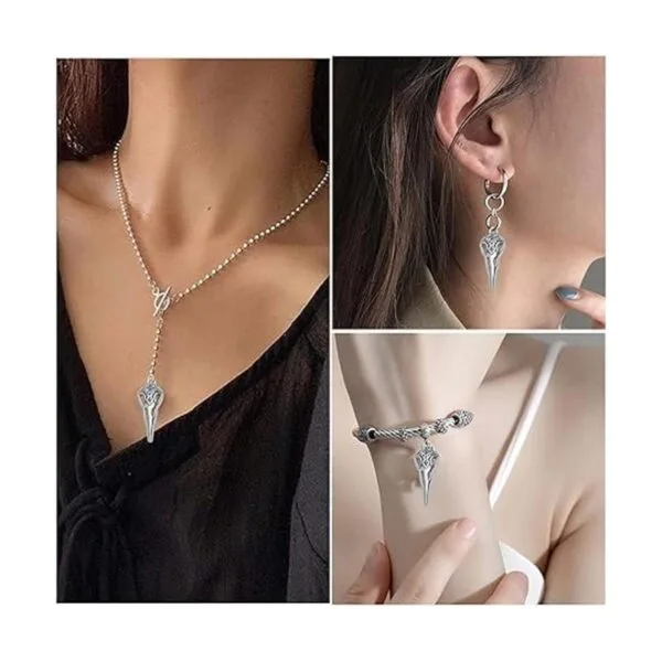 50 dijes de cabeza de pájaro de calavera de plata antigua_6