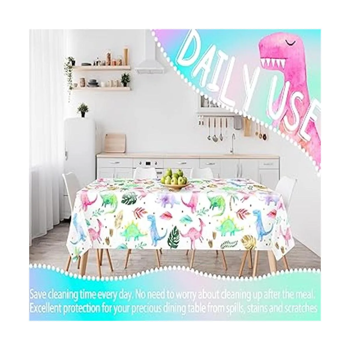 Mantel de fiesta de cumpleaños de dinosaurio para niña_6