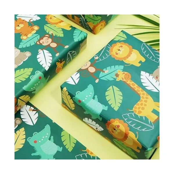 Papel de regalo de cumpleaños para niños y niñas animales_4