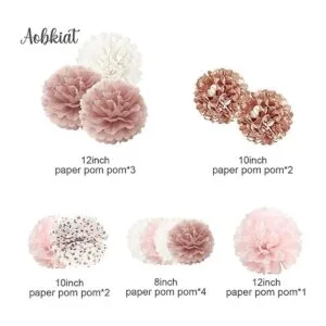 AOBKIAT Juego de pompones de papel de seda 12 piezas de_3