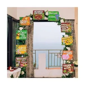 Blulu 10 letreros de fiesta de animales de la selva_3