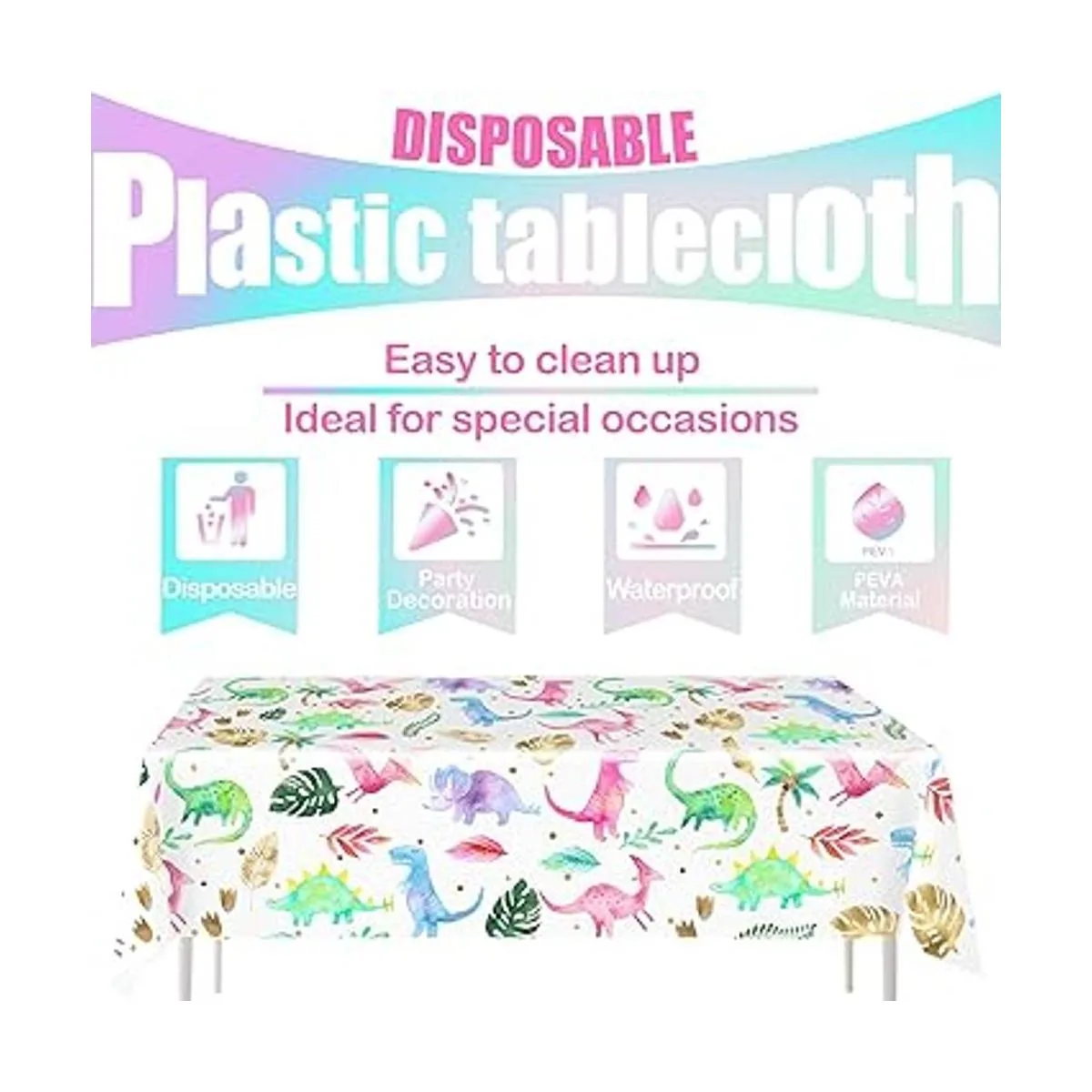 Mantel de fiesta de cumpleaños de dinosaurio para niña_2