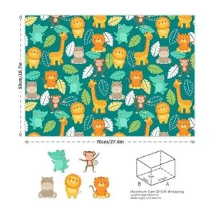 Papel de regalo de cumpleaños para niños y niñas animales_2