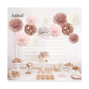 AOBKIAT Juego de pompones de papel de seda 12 piezas de_5