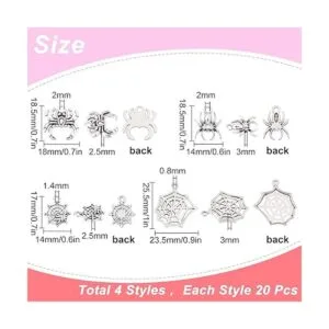 SUNNYCLUE 1 caja de 80 dijes de araña de 4 estilos de_2