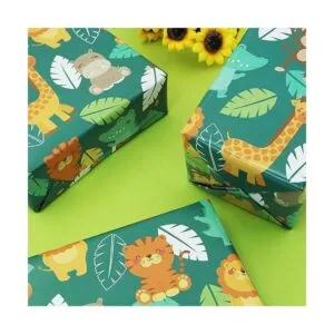 Papel de regalo de cumpleaños para niños y niñas animales_5