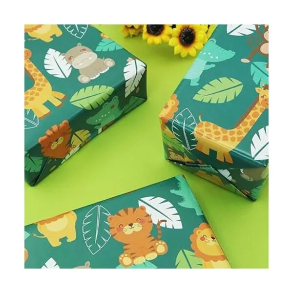 Papel de regalo de cumpleaños para niños y niñas animales_5