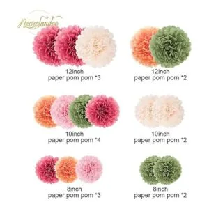 NICROLANDEE Decoraciones para fiestas de boda 16 pompones_3