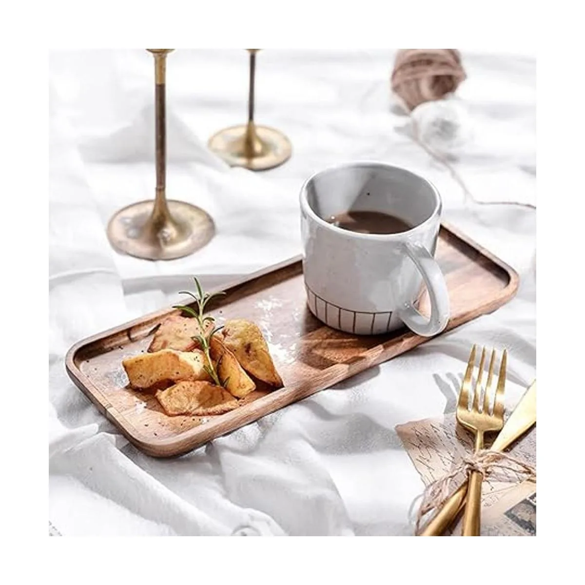 Platos y bandejas de madera maciza de 11.8 pulgadas de_5