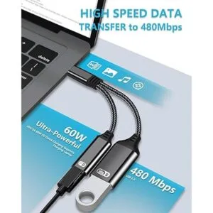 Adaptador USB C OTG USB C a USB hembra con PD 60W_2