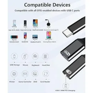 Adaptador USB C OTG USB C a USB hembra con PD 60W_3
