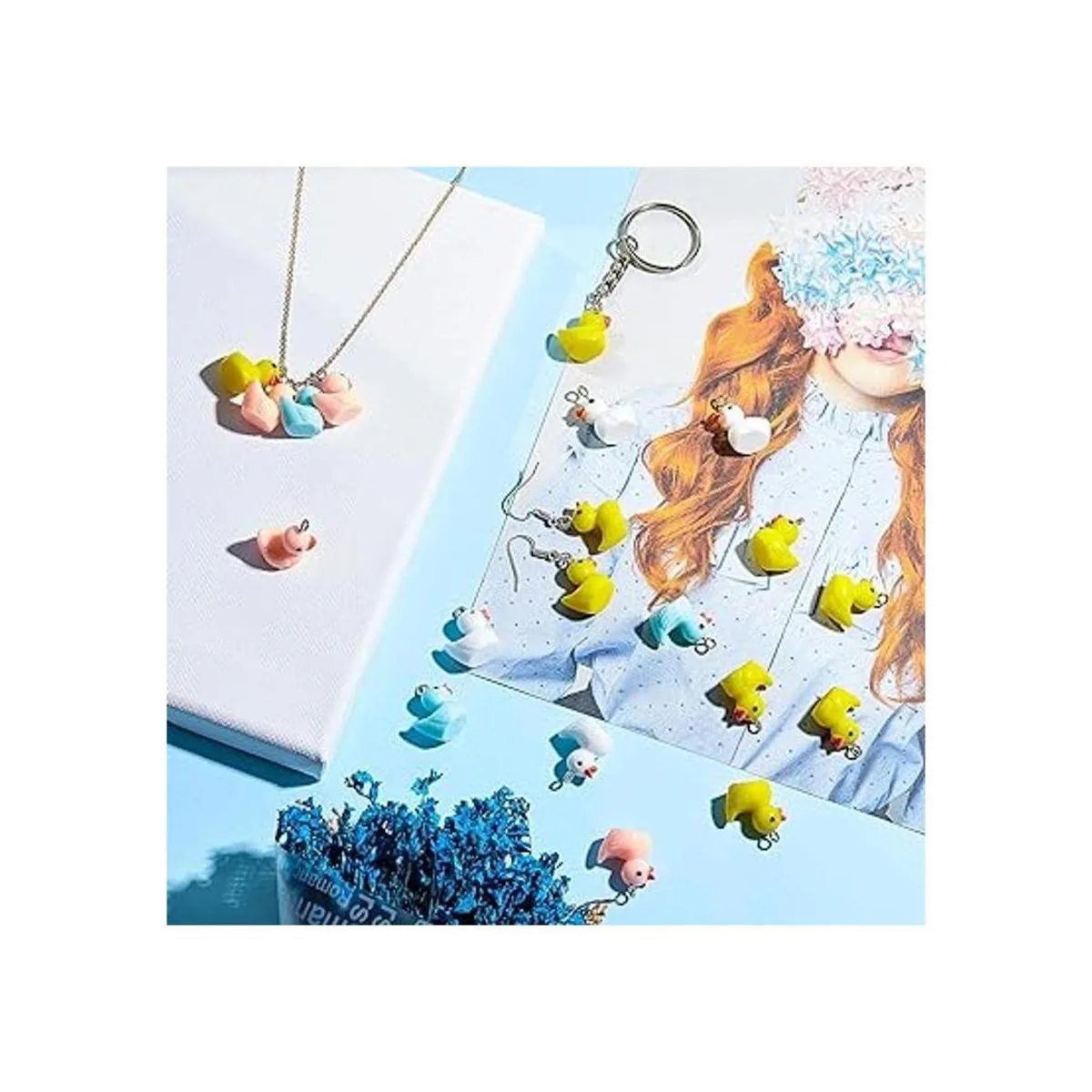 40 piezas de abalorios de patos de resina de patos de_2