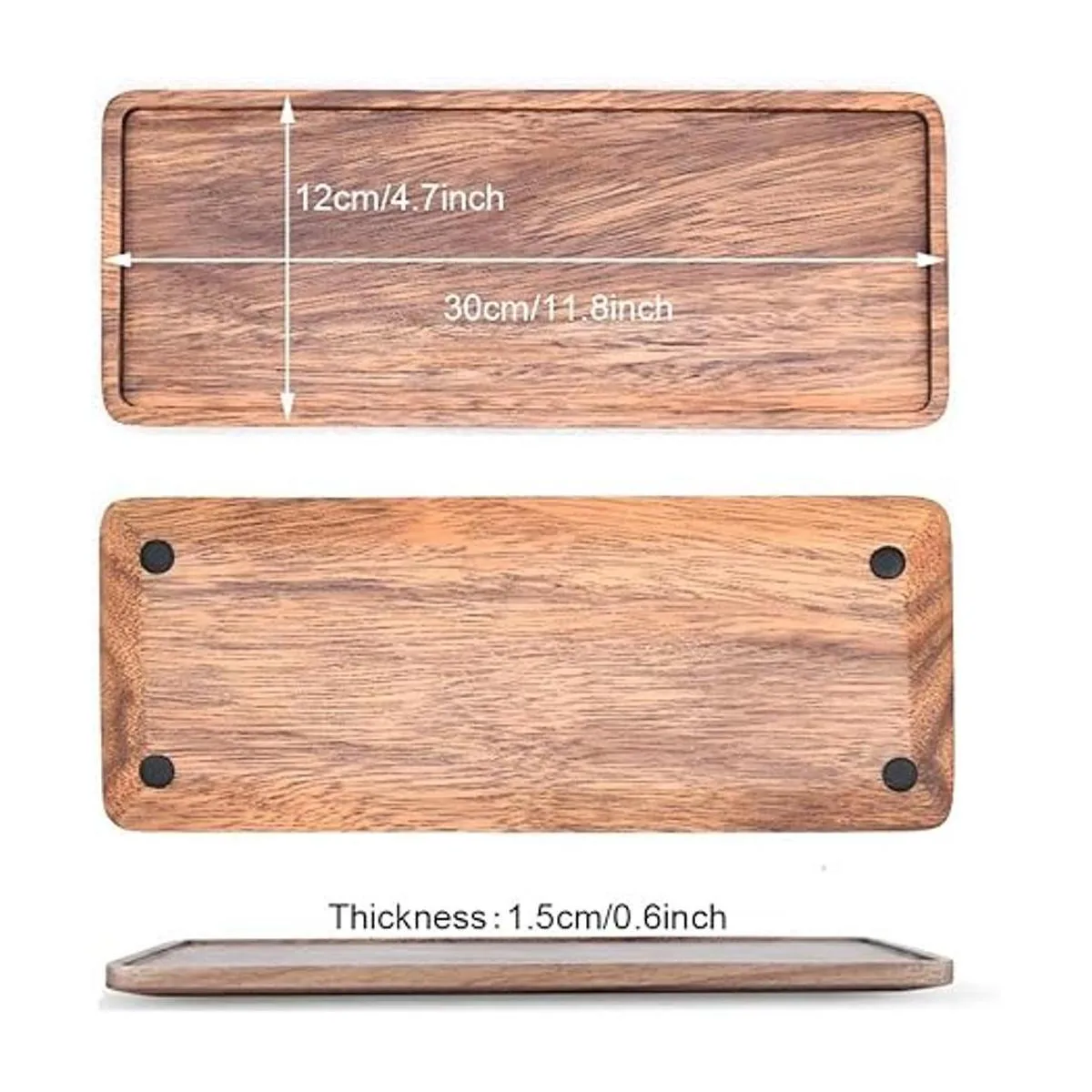 Platos y bandejas de madera maciza de 11.8 pulgadas de_4