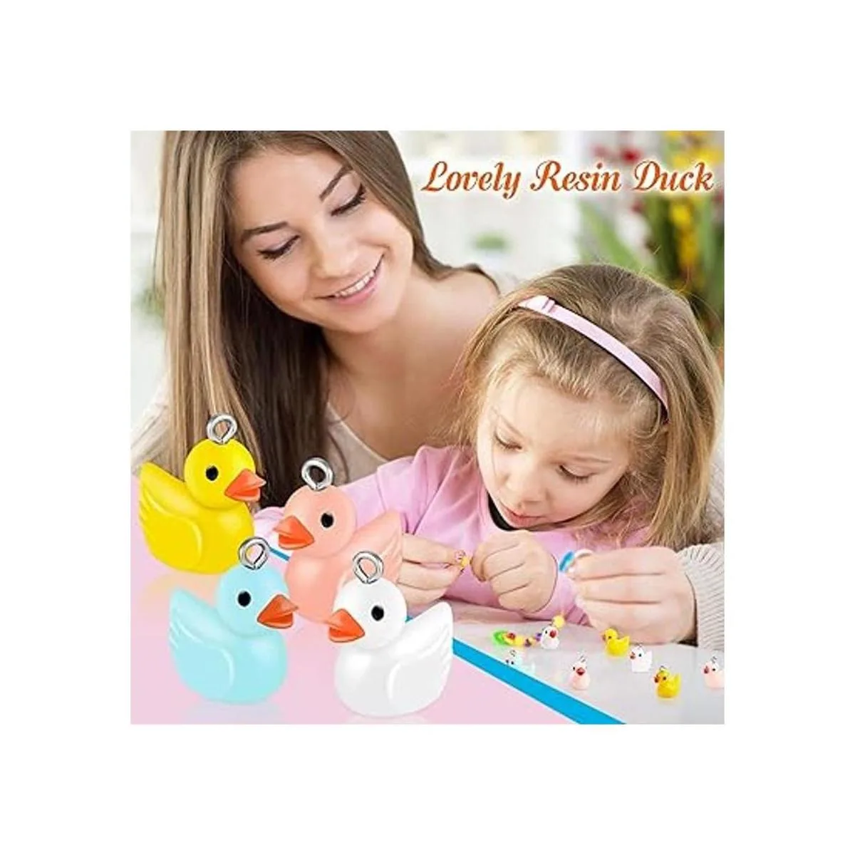 40 piezas de abalorios de patos de resina de patos de_5