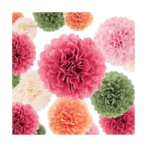 NICROLANDEE Decoraciones para fiestas de boda 16 pompones_2