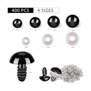 800 piezas de ojos de seguridad ojos de plástico negros_2