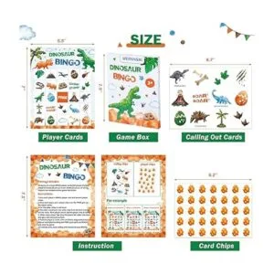 Juego de bingo de cumpleaños de dinosaurio de acuarela 24_2